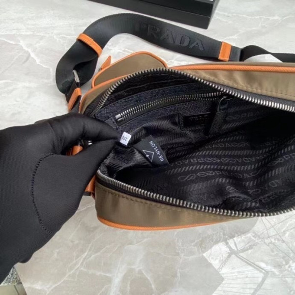 Pra*a re-nylon and saffiano leather shoulder bag