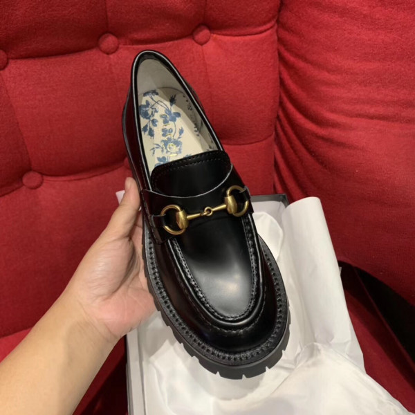 G*u*i leather lug sole horsebit loafer