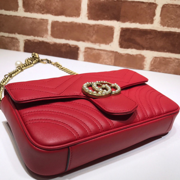 G*u*i gg marmont pearl chain belt bag