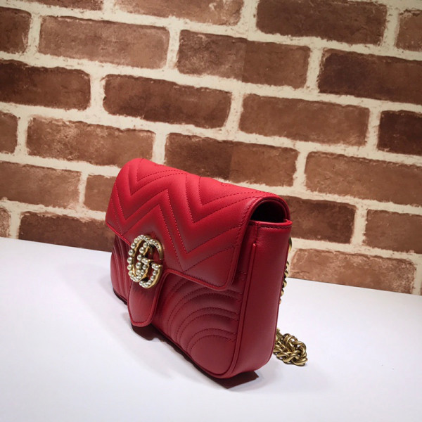 G*u*i gg marmont pearl chain belt bag