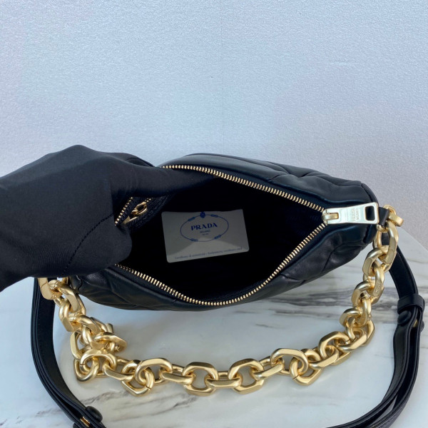 Pra*a system nappa leather patchwork bag