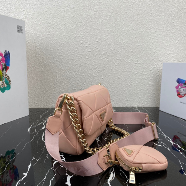 Pra*a system nappa leather patchwork bag