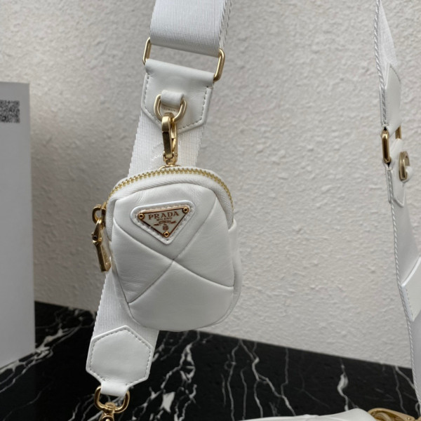 Pra*a system nappa leather patchwork bag