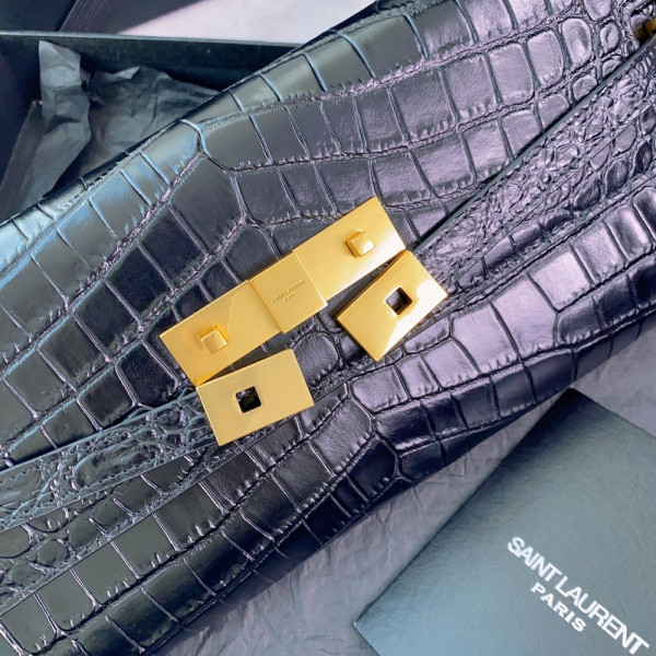 Y*L manhattan clutch in crocodile-embossed leather