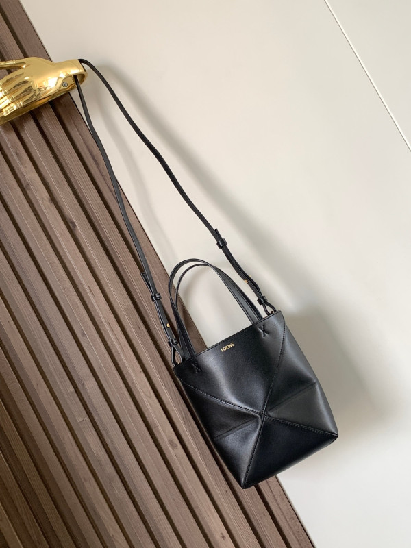 Lowee Puzzle Fold Tote in shiny calfskin