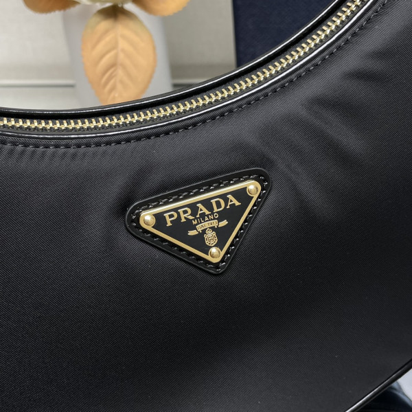 Pra*a arqué re-nylon and brushed leather shoulder bag-22.5*18.5*6cm