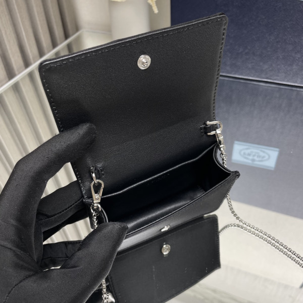 Pra*a cardholder with shoulder strap and crystals