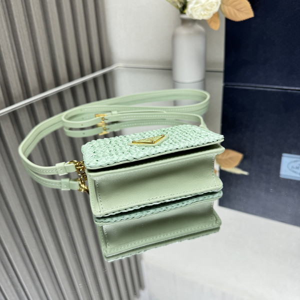 Pra*a cardholder with shoulder strap and crystals