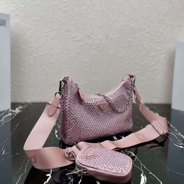 Pra*a re-edition 2005 satin bag with crystals