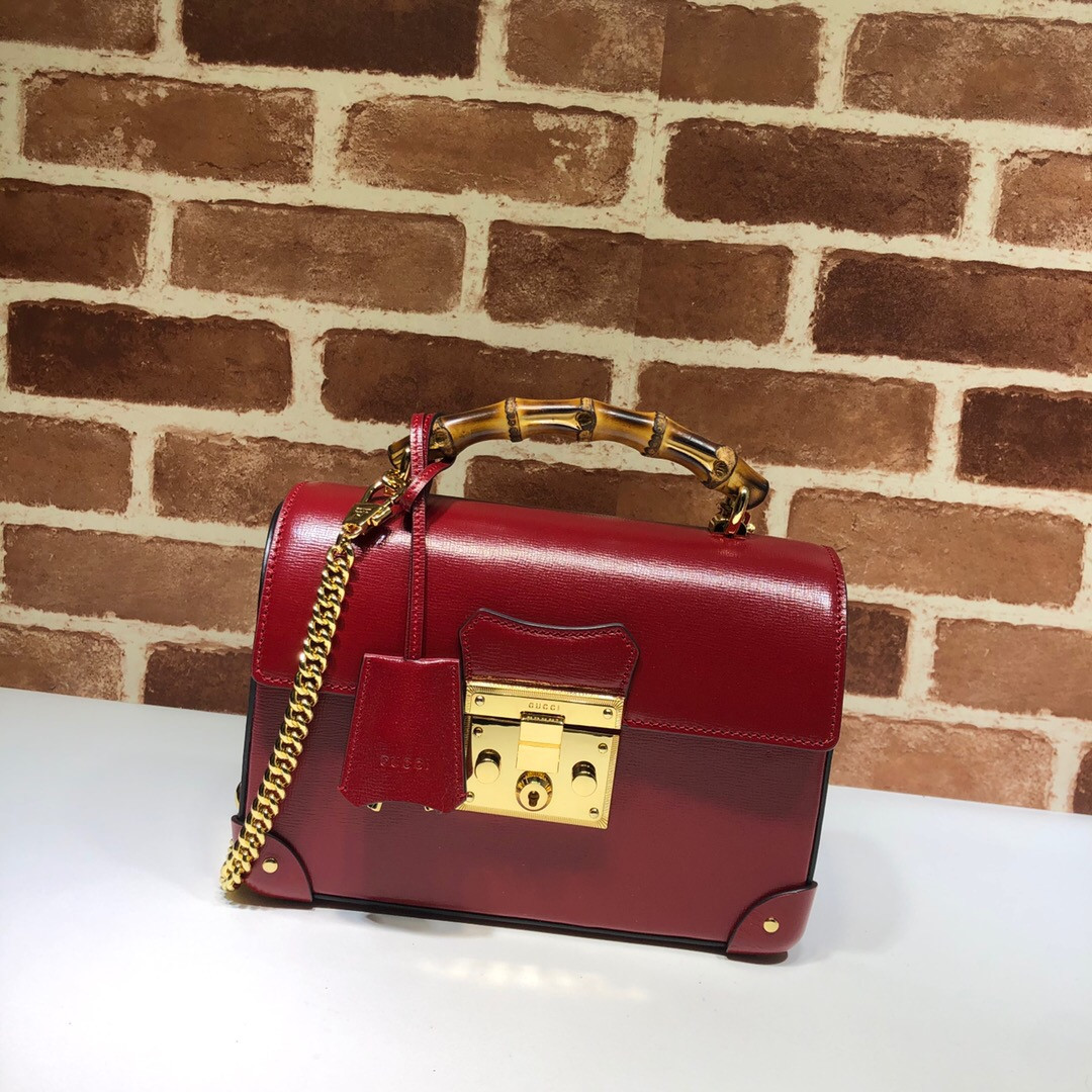 G*u*i padlock gg small bamboo shoulder bag