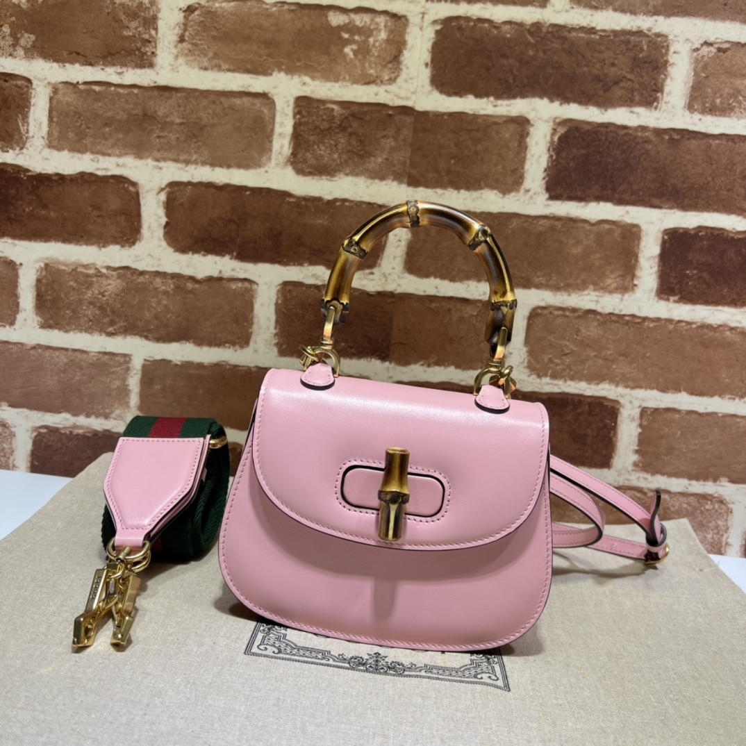 G*u*i mini top handle bag with bamboo