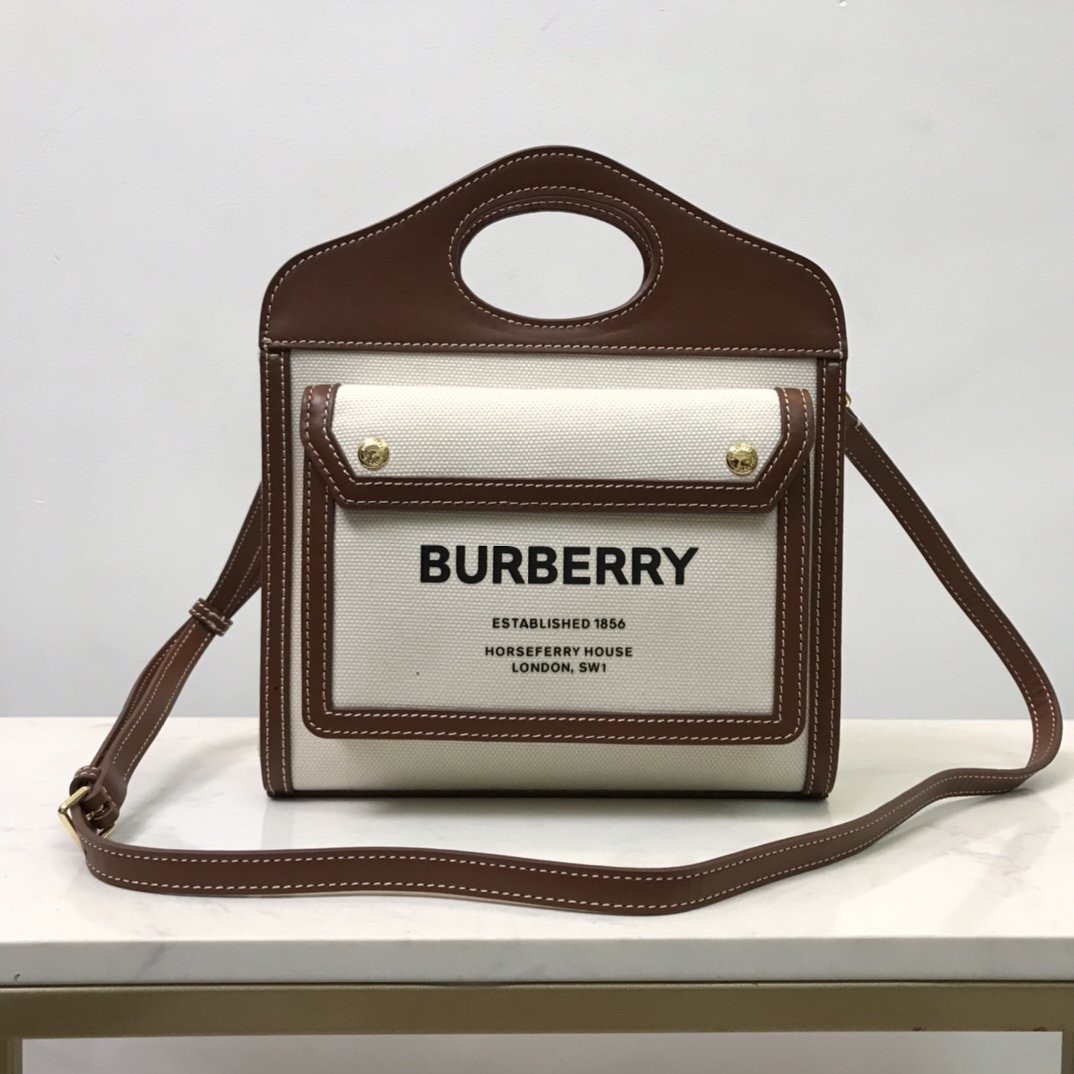 B**rry mini two-tone canvas and leather pocket bag