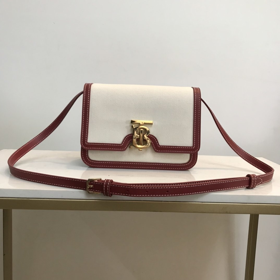 B**rry two-tone canvas and leather tb bag