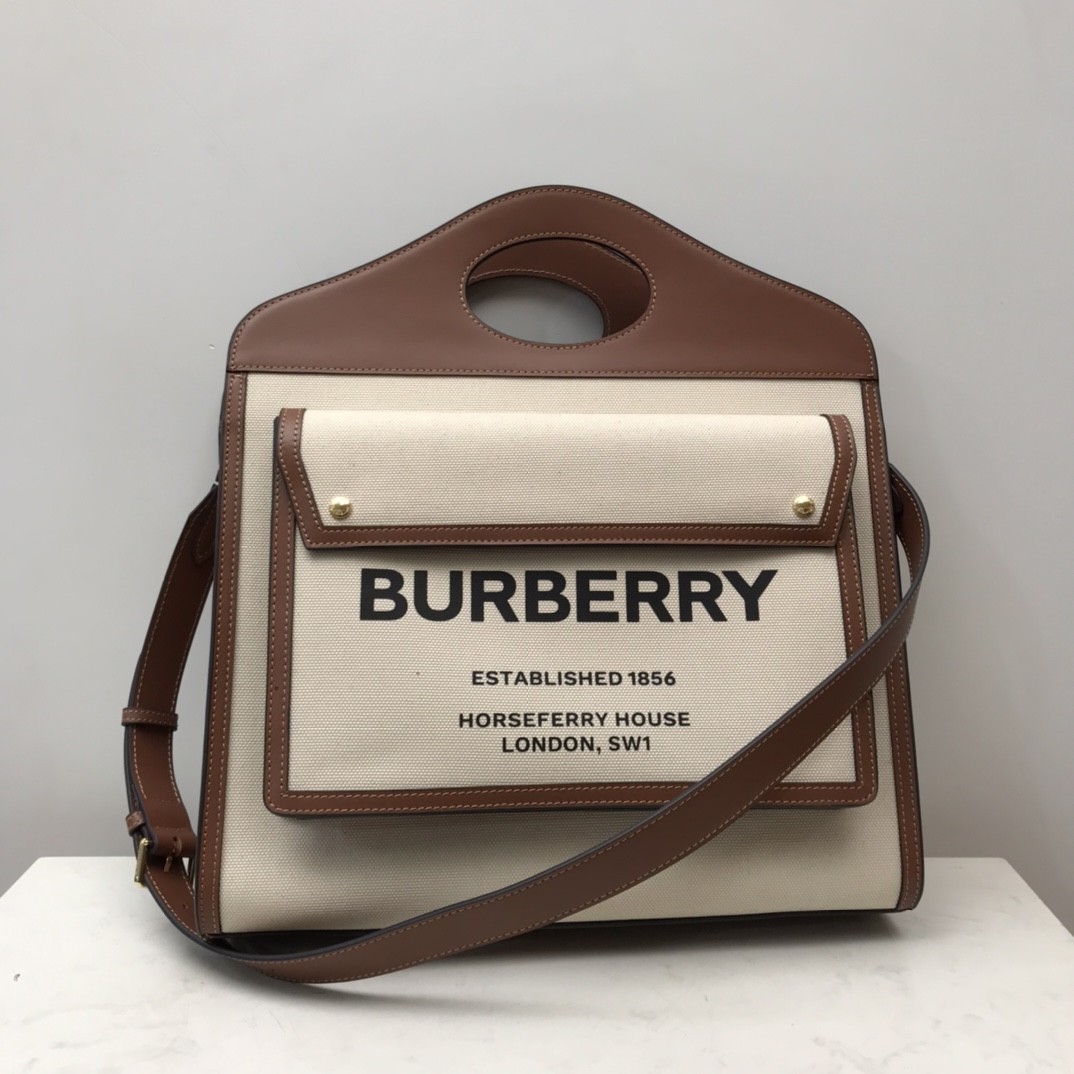 B**rry medium two-tone canvas and leather pocket tote