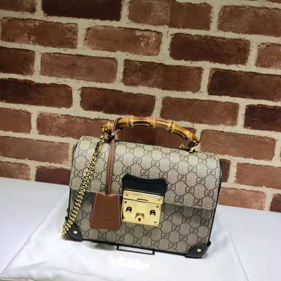 G*u*i padlock gg small bamboo shoulder bag