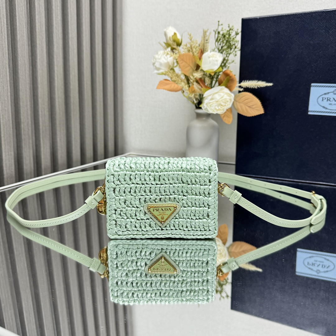 Pra*a cardholder with shoulder strap and crystals